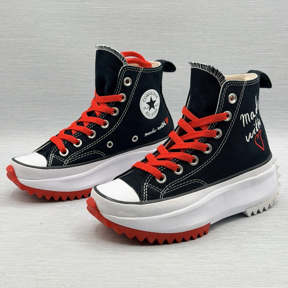 Converse Run Star Hike Women's 4.5 Black Red Valentine Made With Love Platform